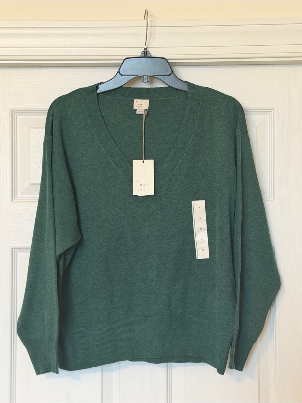 NWT a new day V-Neck Sweater in Deep Green